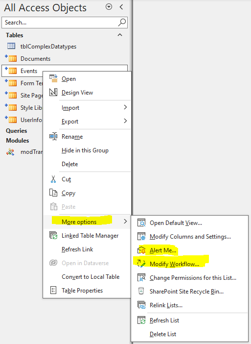 Sharepoint - More Options