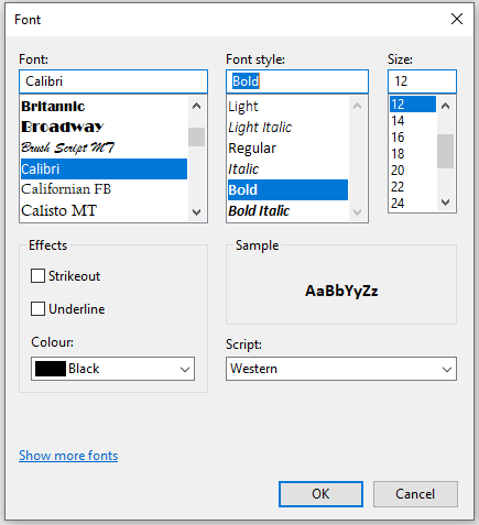 Font Dialog