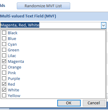 Sorted MVF Value List