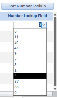 Unsorted Number Value List