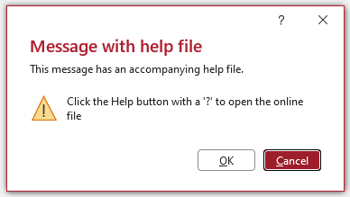 Message with help file