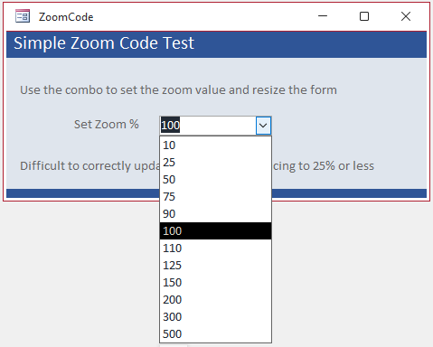 Zoom Combo Dropdown