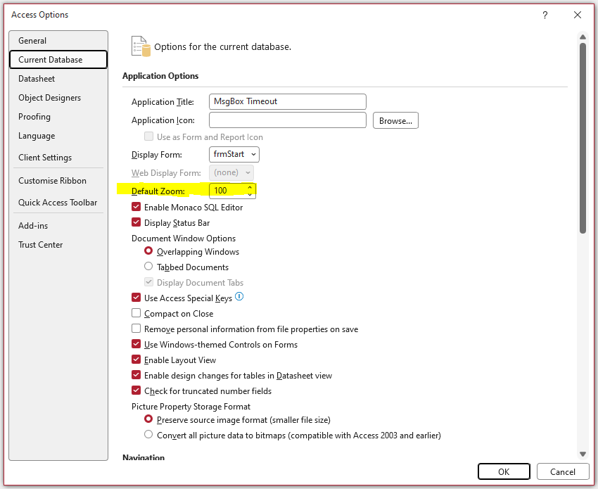 Default Zoom Option