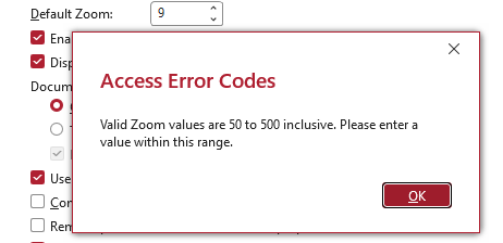 Default Zoom Option Bug